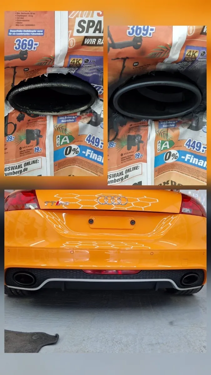 Auspuffblende Audi TT RS — Vergleich vor und nach der Aufbereitung